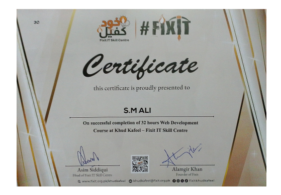 Fixit WordPress Certificate badge preview