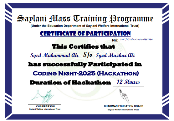 Web Development Hackathon Certificate badge preview